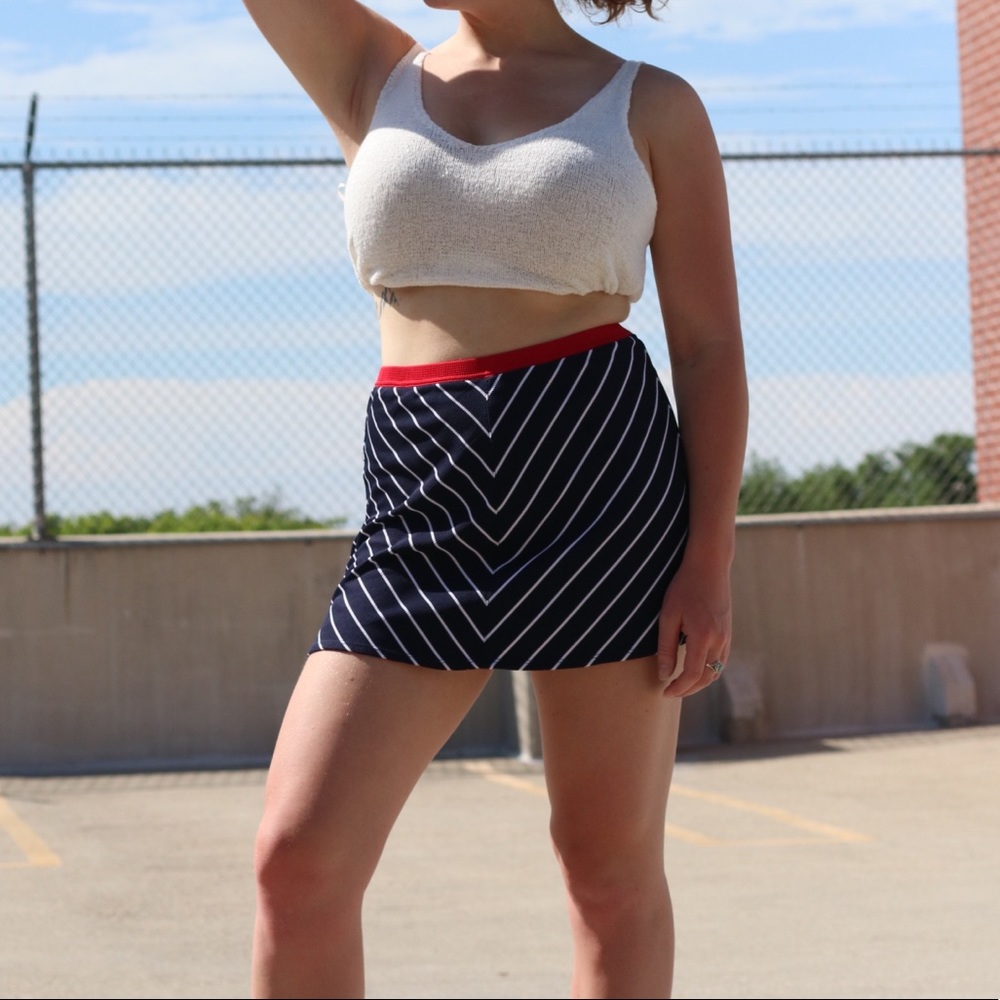 Navy Chevron Skater Skirt